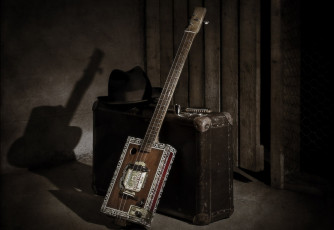 Картинка музыка -музыкальные+инструменты гитара чемодан шляпа