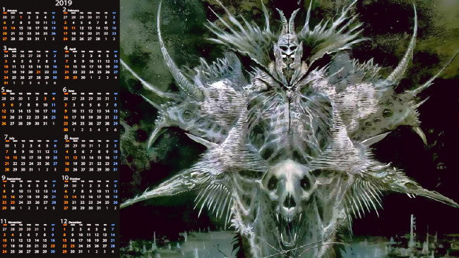 Обои картинки фото календари, фэнтези, calendar, нежить, шлем, существо