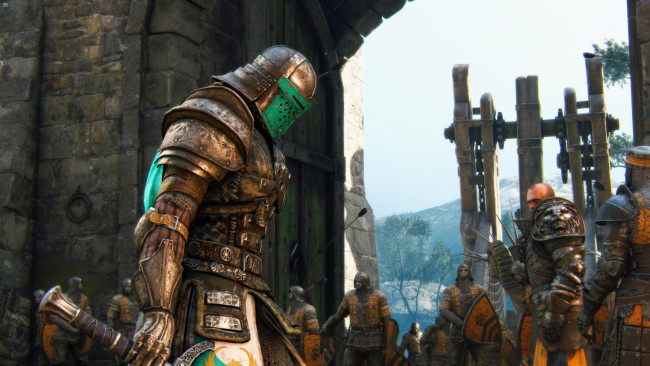 Обои картинки фото видео игры, for honor, крепость, замок, ворота, баллиста, рыцари