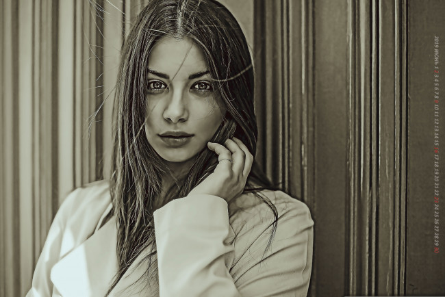 Обои картинки фото календари, компьютерный дизайн, 2019, calendar, женщина, взгляд, девушка