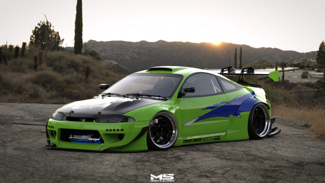Обои картинки фото mitsubishi motors eclipse, автомобили, виртуальный тюнинг, mitsubishi, motors, eclipse, крутой, классный, аппарат, легенда, форсажа