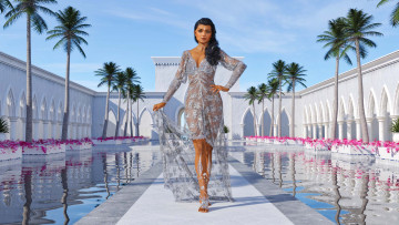 Картинка 3д+графика люди+ people девушка фон взгляд бассейн