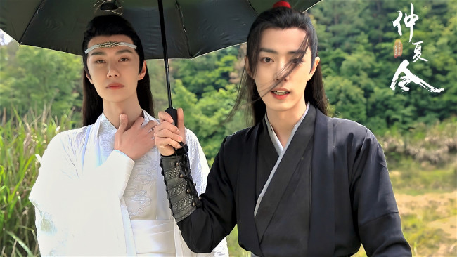 Обои картинки фото разное, знаменитости, ван, ибо, сяо, чжань, костюмы, съемки, зонт