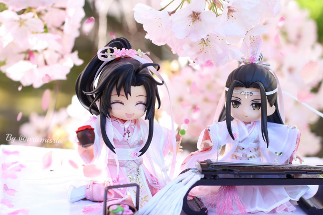 Обои картинки фото разное, игрушки, вэй, усянь, лань, ванцзи, куклы, цветение