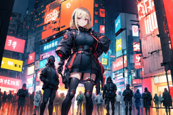 Картинка аниме город +улицы +интерьер +здания нейросети графика нейроарт ai art нейронные сети рисунки нейро искусство девушка