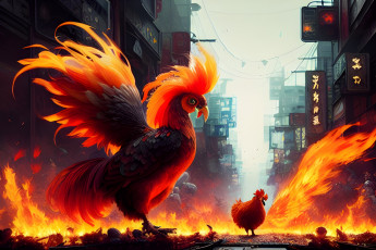 Картинка фэнтези существа нейросети графика нейроарт ai art нейронные сети рисунки нейро искусство курица птица