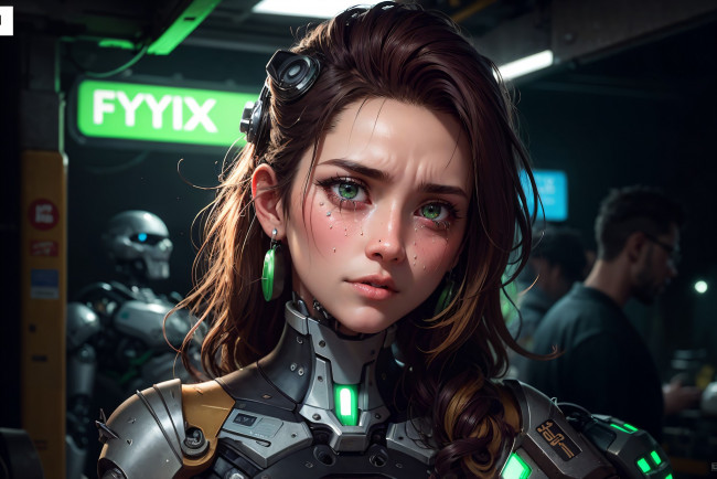 Обои картинки фото фэнтези, роботы,  киборги,  механизмы, нейросети, графика, нейроарт, ai, art, нейронные, сети, рисунки, нейро, искусство, девушка, киборг