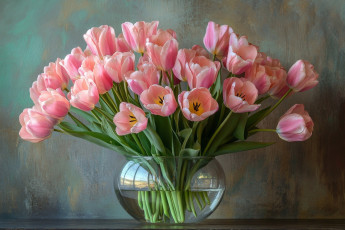 обоя рисованное, цветы, тюльпаны