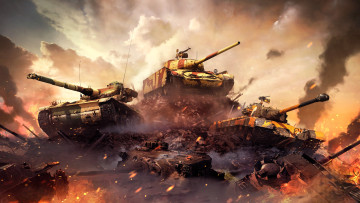 Картинка видео+игры war+thunder танки тучи дым огонь гора