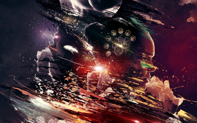 Обои картинки фото разное, компьютерный дизайн, лица, краски, цифры, абстракция