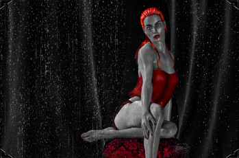 Картинка 3д графика people люди дождь девушка