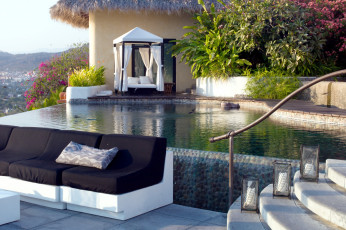 Картинка интерьер бассейны открытые площадки бассейн бунгало диван лестница