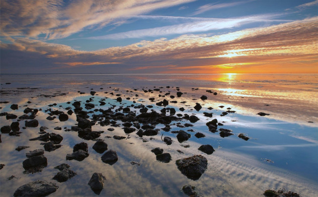 Обои картинки фото природа, побережье, закат, море