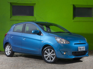 Картинка автомобили mitsubishi синий 2013г mirage au-spec