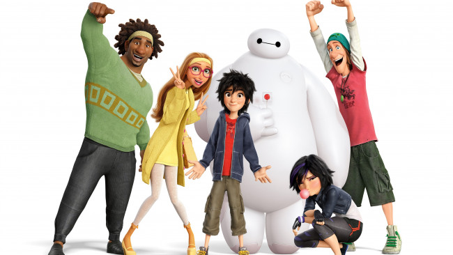 Обои картинки фото big hero 6, мультфильмы, город, героев