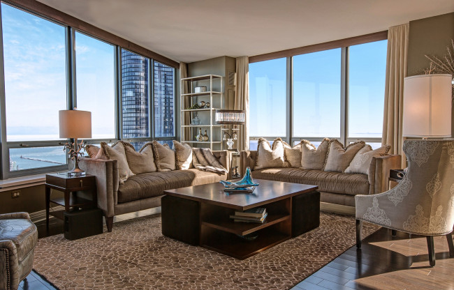 Обои картинки фото интерьер, гостиная, окна