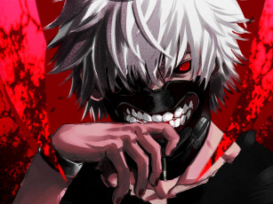 Картинка разное арты kaneki ken канеки кен tokyo ghoul токийский гуль белые волосы красный глаз маска