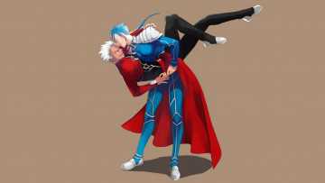 Картинка разное арты судьба ночь схватки лансер арчер парни арт