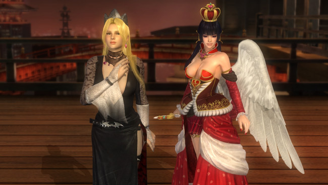 Обои картинки фото видео игры, dead or alive 5, nyotengu, helena, ангел, девушки, поза, фон, взгляд