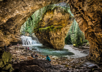 Картинка природа водопады река лес горы