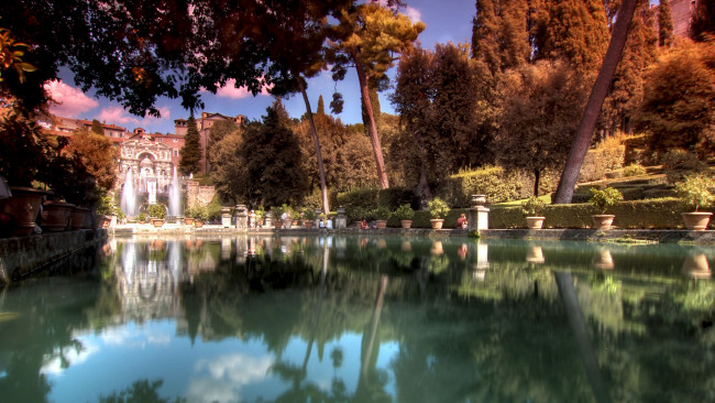 Обои картинки фото природа, парк, отражение, деревья, водоем