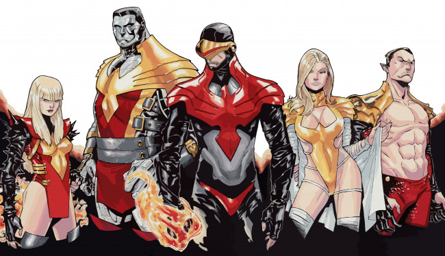 Обои картинки фото рисованное, комиксы, фон, взгляд, униформа, мужчины, девушки