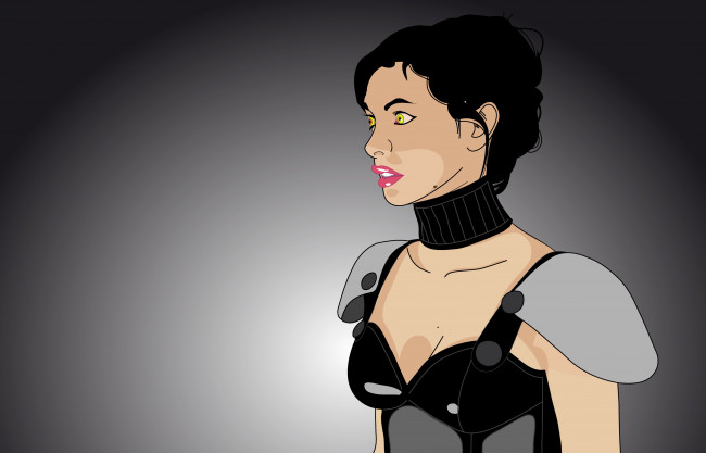 Обои картинки фото рисованное, люди, фон, девушка, униформа, взгляд