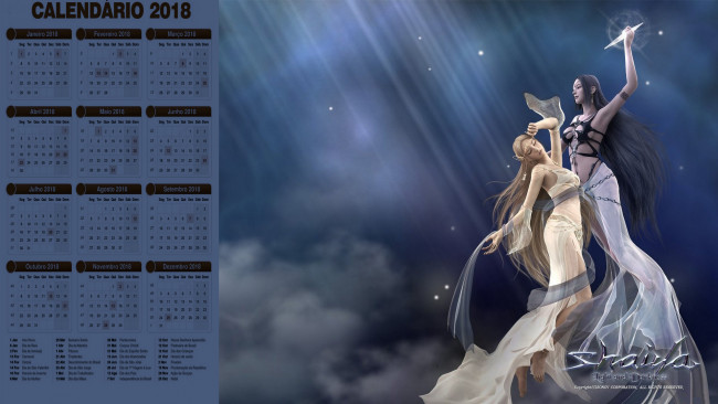 Обои картинки фото календари, фэнтези, двое, девушка