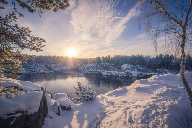 Обои картинки фото природа, зима, простор