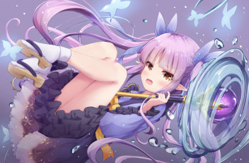 Картинка аниме животные +существа фон девушка взгляд