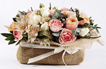 Картинка цветы букеты +композиции бант букет розы