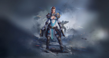 Картинка фэнтези девушки фон взгляд униформа девушка оружие