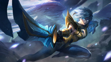 Картинка видео+игры league+of+legends крылья девушка оружие riven