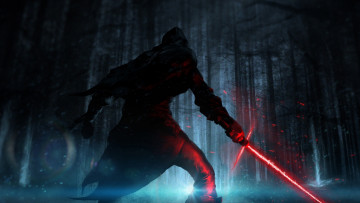 Картинка фэнтези _star+wars лес меч кайло рен