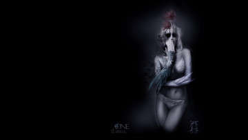 Картинка фэнтези существа перья цветы девушка