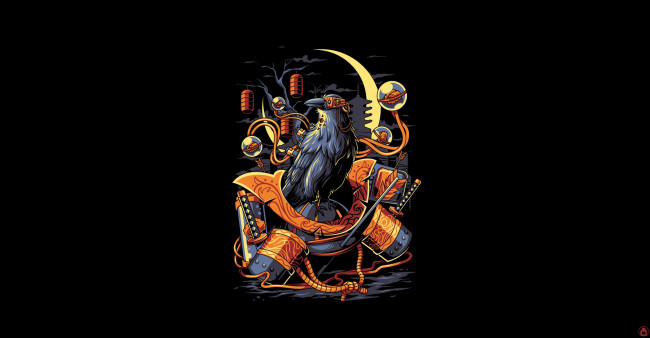 Обои картинки фото рисованное, минимализм, ворона