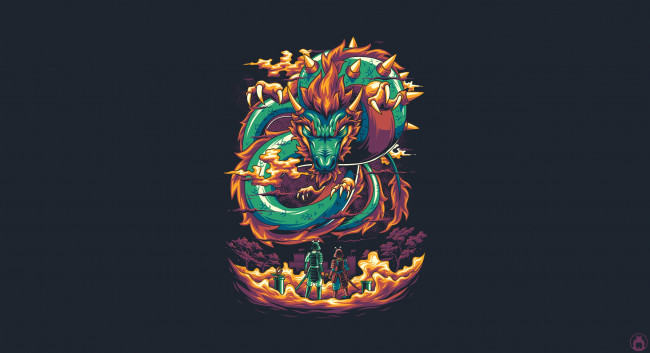 Обои картинки фото рисованное, минимализм, дракон