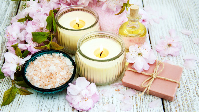 Обои картинки фото разное, свечи, огоньки, соль