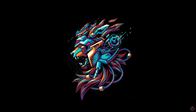 Обои картинки фото рисованное, минимализм, волк