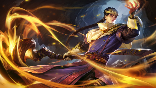 Обои картинки фото видео игры, heroes evolved, парень, посох, магия