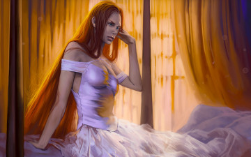 Картинка рисованное люди девушка фон платье