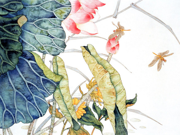 Обои картинки фото 34, рисованные, цветы