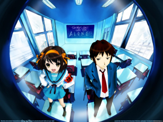 Обои картинки фото аниме, the, melancholy, of, haruhi, suzumiya