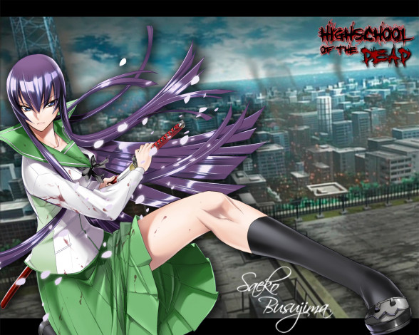 Обои картинки фото high, school, of, the, dead, аниме, highschool