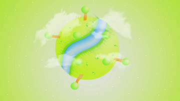 Картинка векторная графика трава река деревья