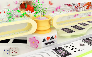 Картинка 3д графика другое цветы карты клубника