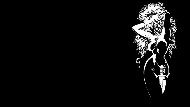 Обои картинки фото векторная, графика, девушкажнож, фон, черный