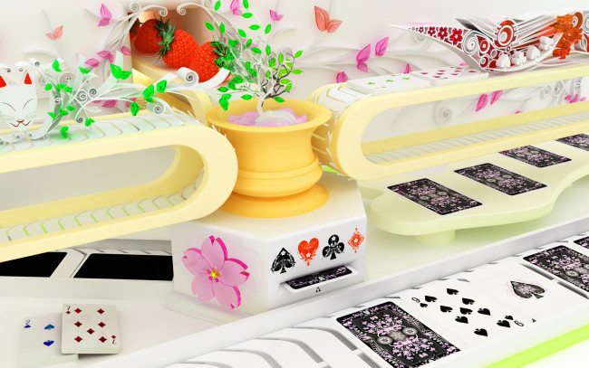 Обои картинки фото 3д, графика, другое, цветы, карты, клубника