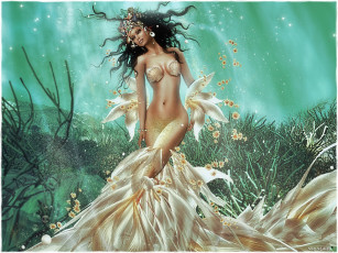 Картинка 3д графика creatures существа волосы фигура русалка