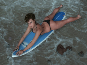 Картинка 3д графика people люди девушка море